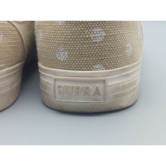 Men's Supra Canvas Tan Skate Sneaker Sz 7 Low Tops Polka Dots - Picture 9 of 13